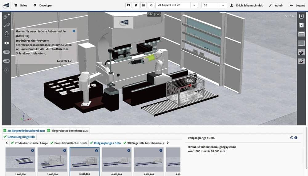 Interactive virtual reality im cpq-prozess Screenshot SAE